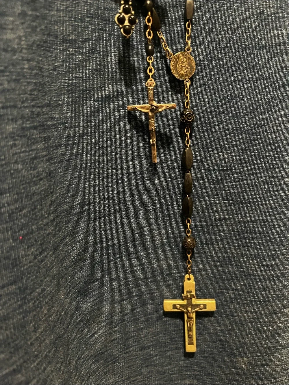 Stack of Black Bead Cross Necklaces - Women's Faith Jewelry